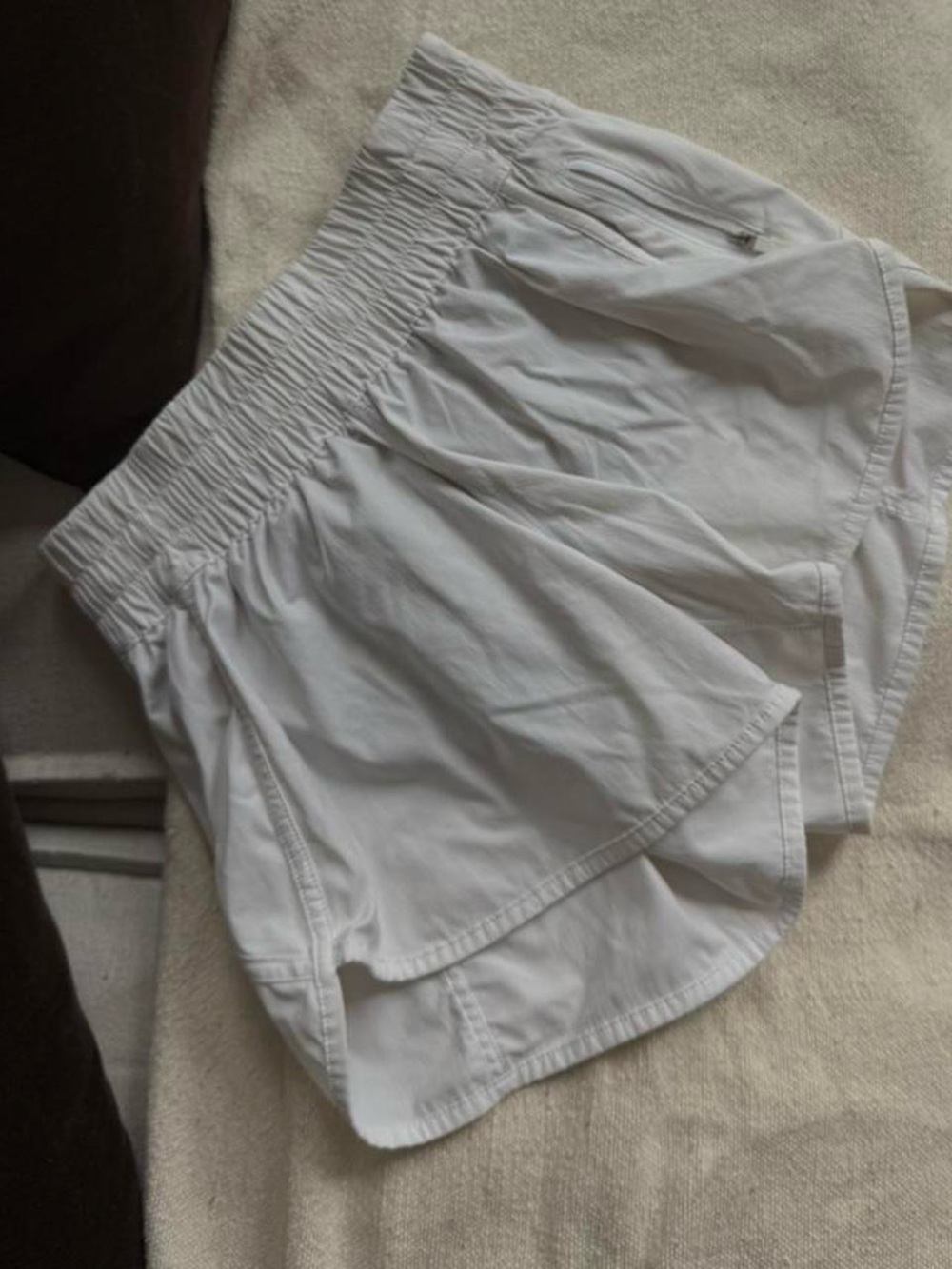 lululemon athletica White Smocked High-Waist Athletic Shorts